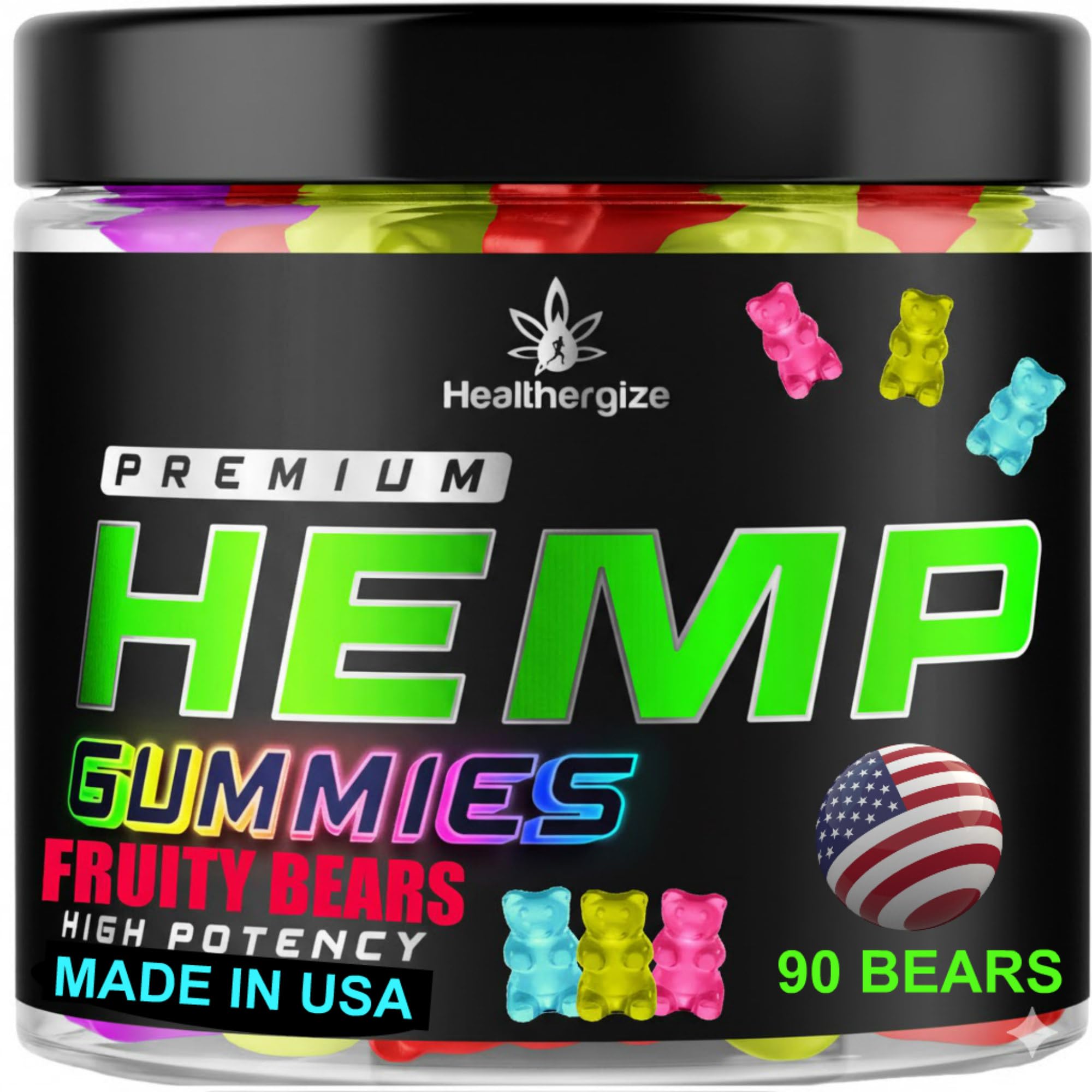 Healthergize Hemp Gummies bottle for daily calm and gentle relaxation.
