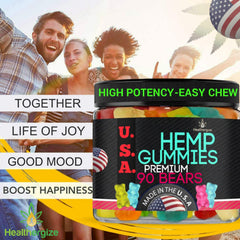 Healthergize hemp gummies fruity flavors pack for on-the-go calm moments