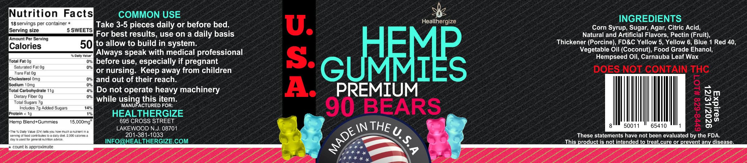 Healthergize hemp gummies travel tin promoting easy bedtime routine