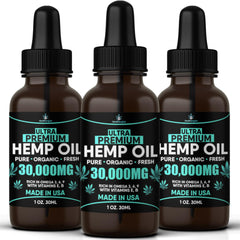 Healthergize hemp oil bottle pour for daily use and mood balance.