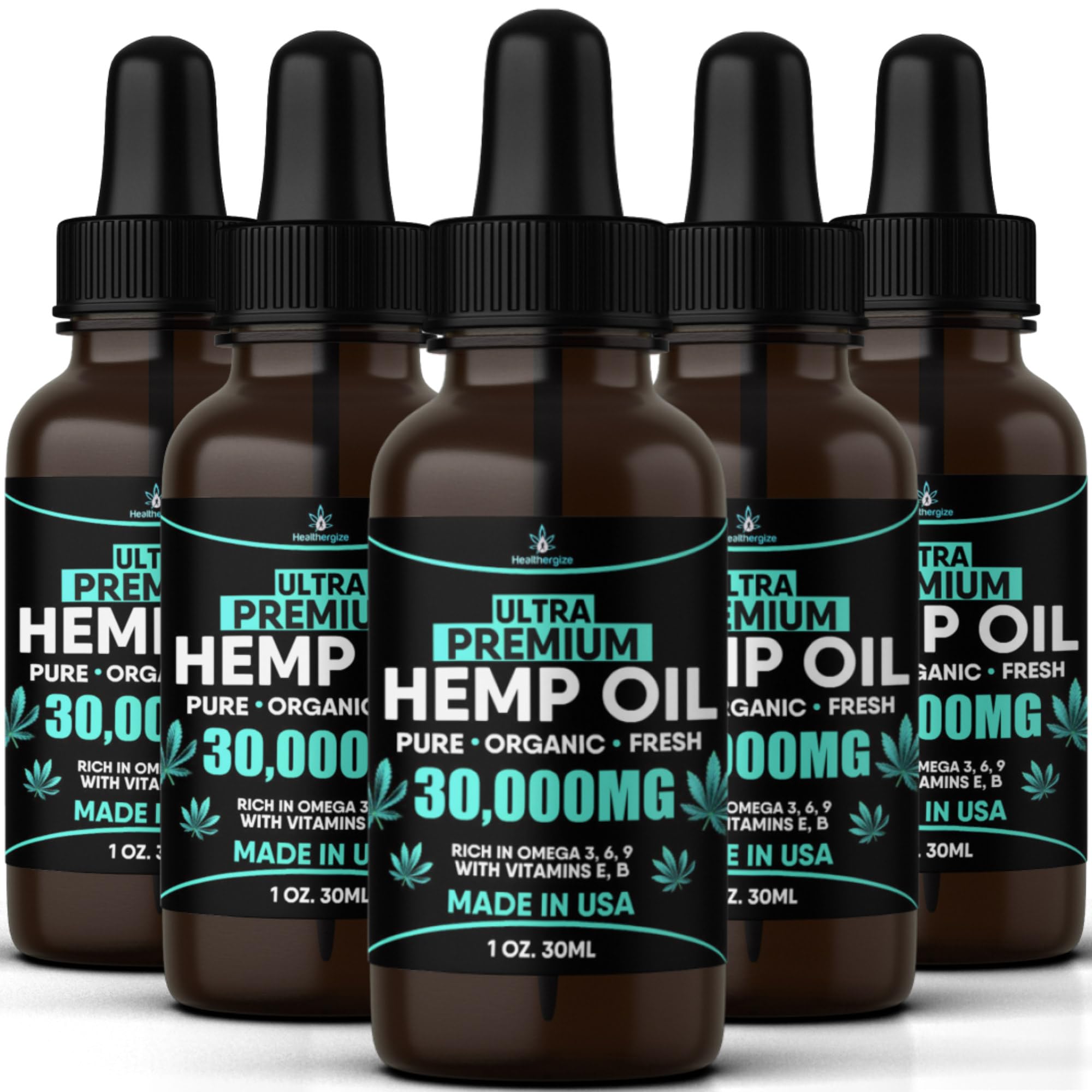 Healthergize hemp oil bottle pour for easy daily use and dose control