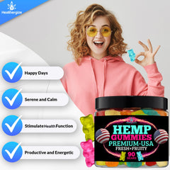  Healthergize gummies in a bedtime scene promoting rest