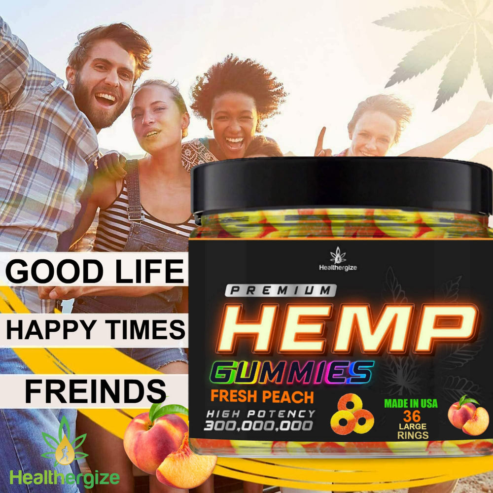 Healthergize Peach Ring Gummies pack open, convenient daily dose
