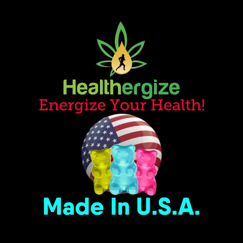 Healthergize premium hemp gummies on a shelf with natural light for easy access.