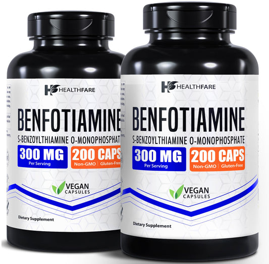 Healthfare Benfotiamine 300mg bottle front for daily wellness