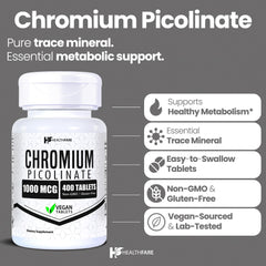 HealthFare chromium picolinate tablets compact daily doses for convenient supplementation