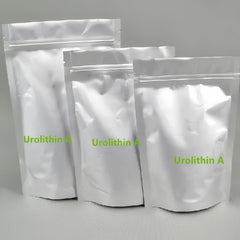 HealthyFinds Urolithin A powder label closeup highlights purity and potency.
