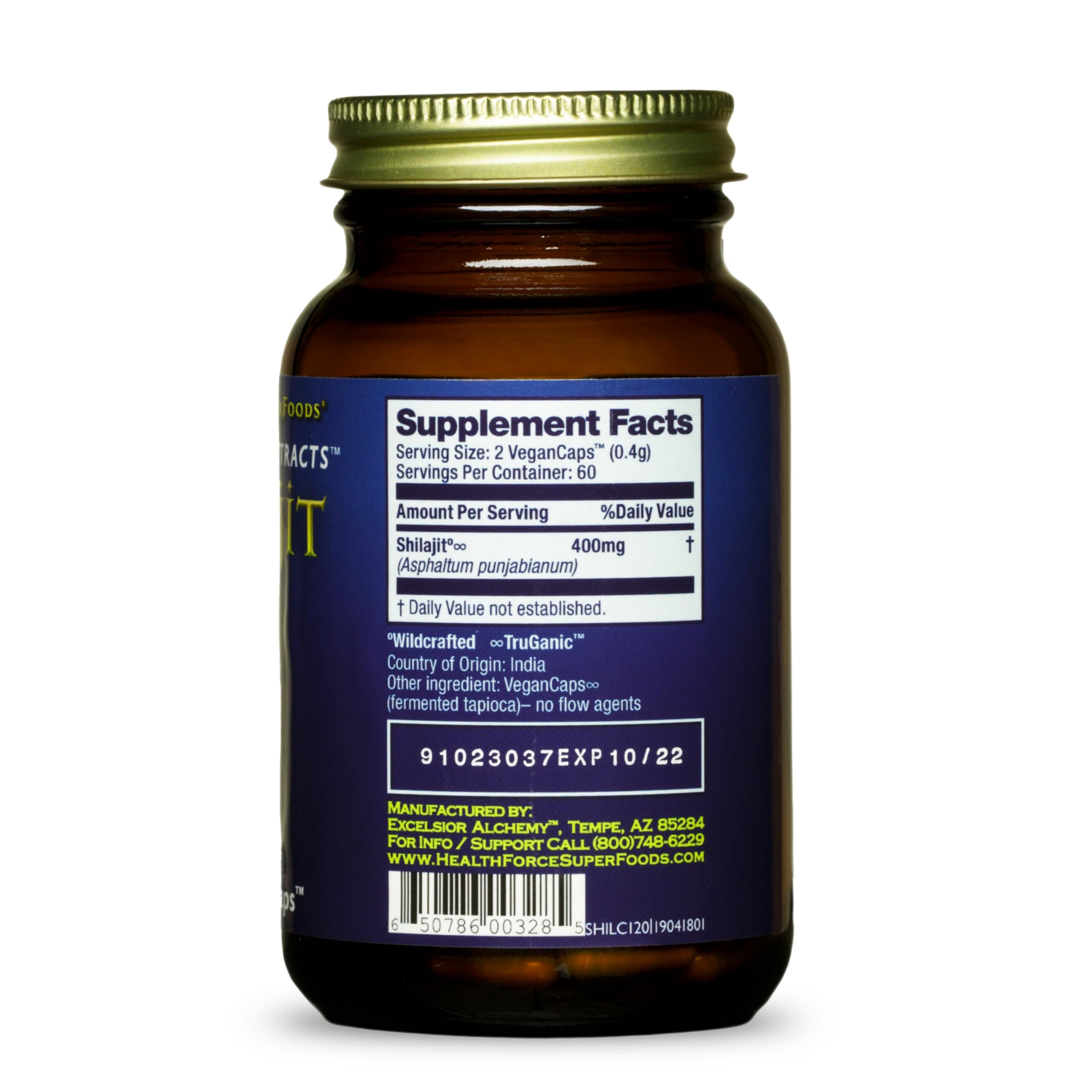 HealthForce Shilajit capsules closeup for easy daily use.