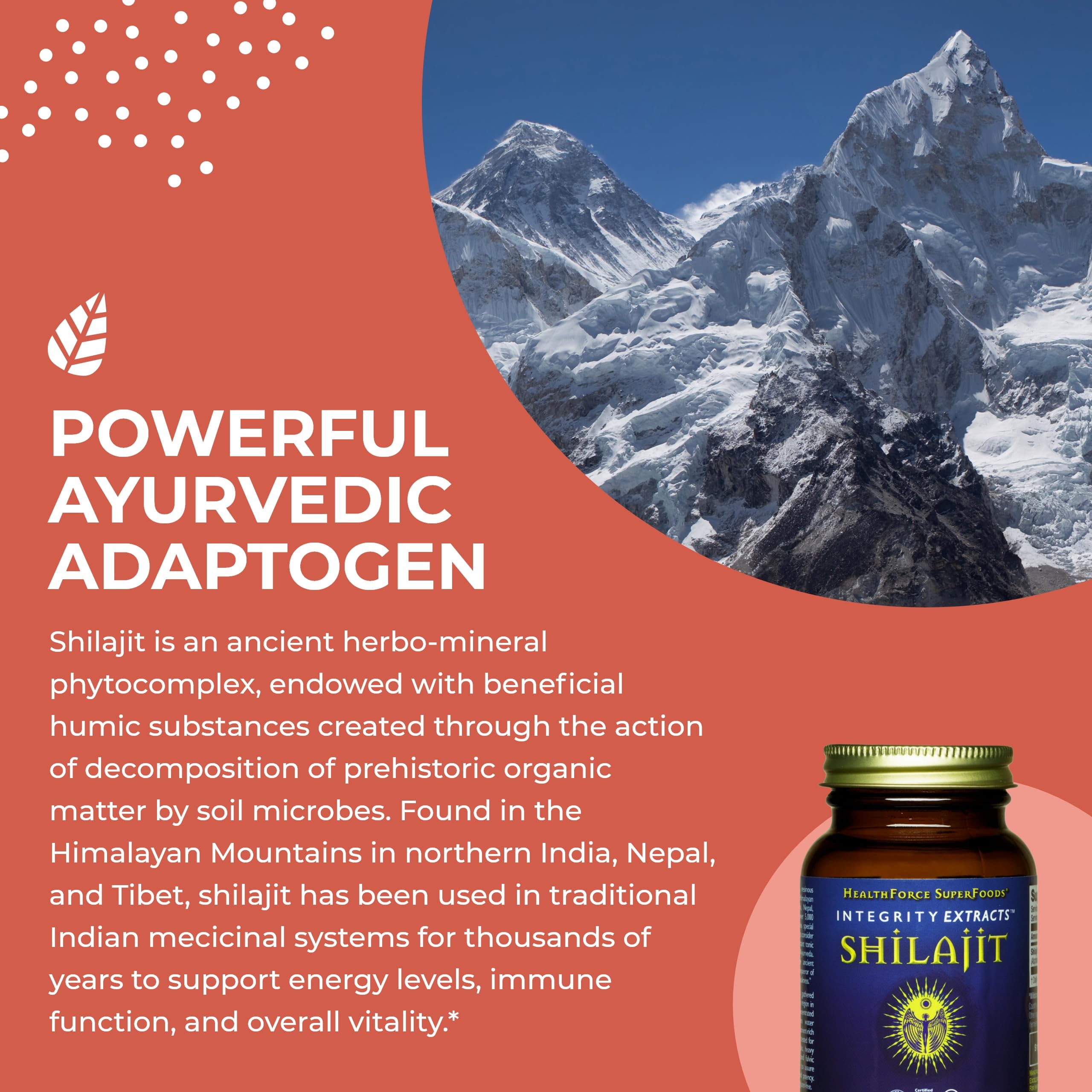 HealthForce Shilajit label and certifications verify organic, vegan, kosher status.
