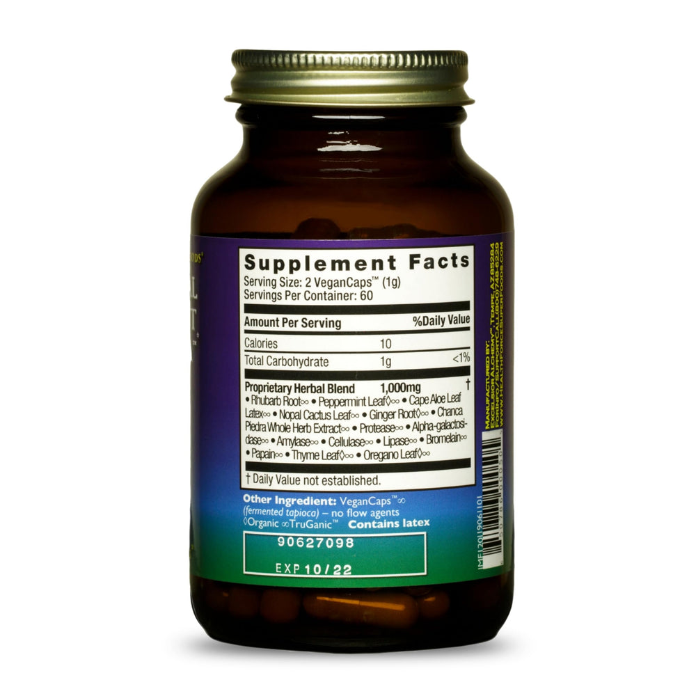 HealthForce SuperFoods Intestinal Movement Formula capsules illustrating plant-based wellness for digestive regularity