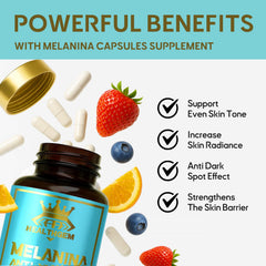 HEALTHGEM Melanina label detail highlights key ingredients