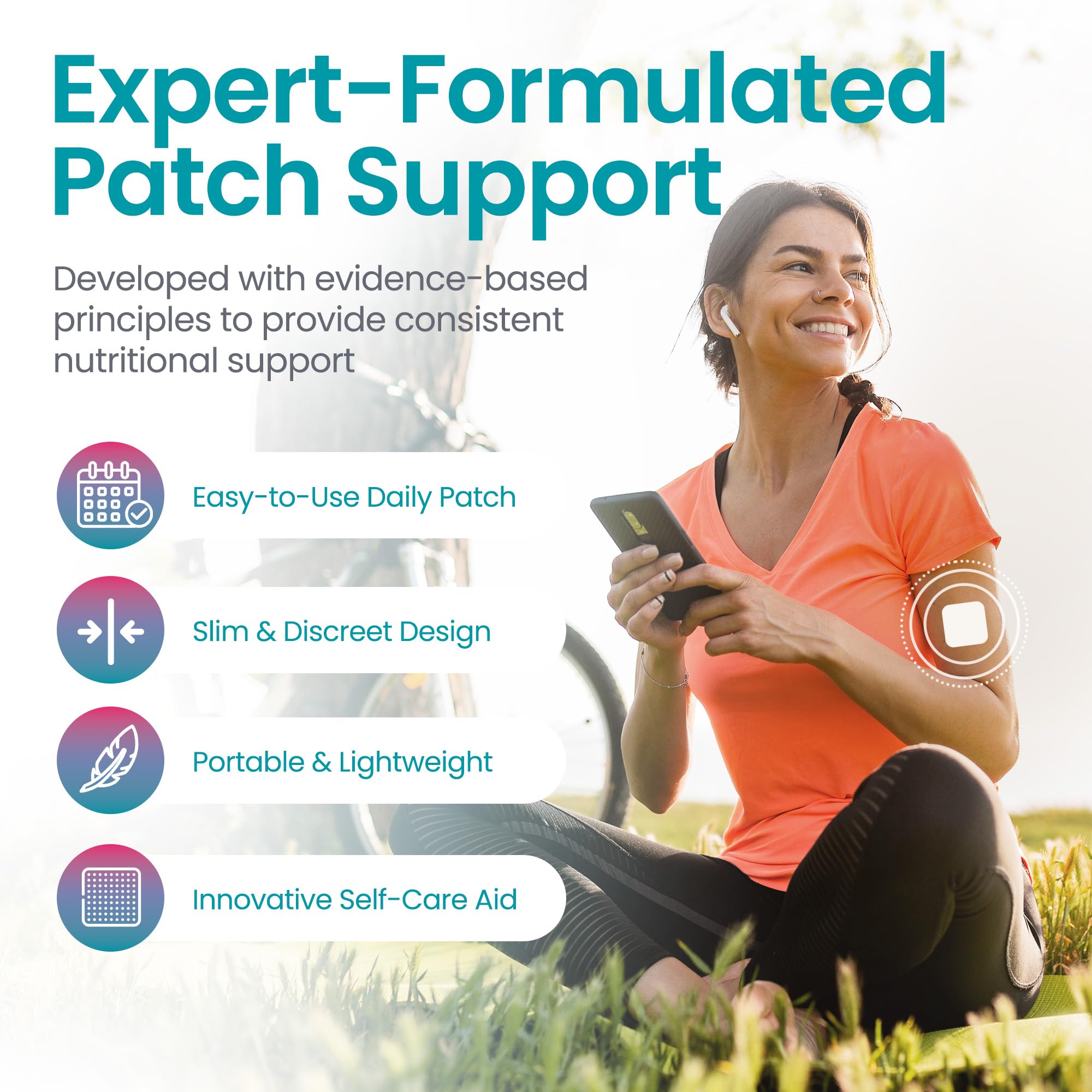 Healthogenics Debloat Patch daily-use visual suggests simple routine integration