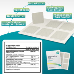 Healthogenics Dopamine Patch on skin forearm demonstrates discreet daily use for focus.