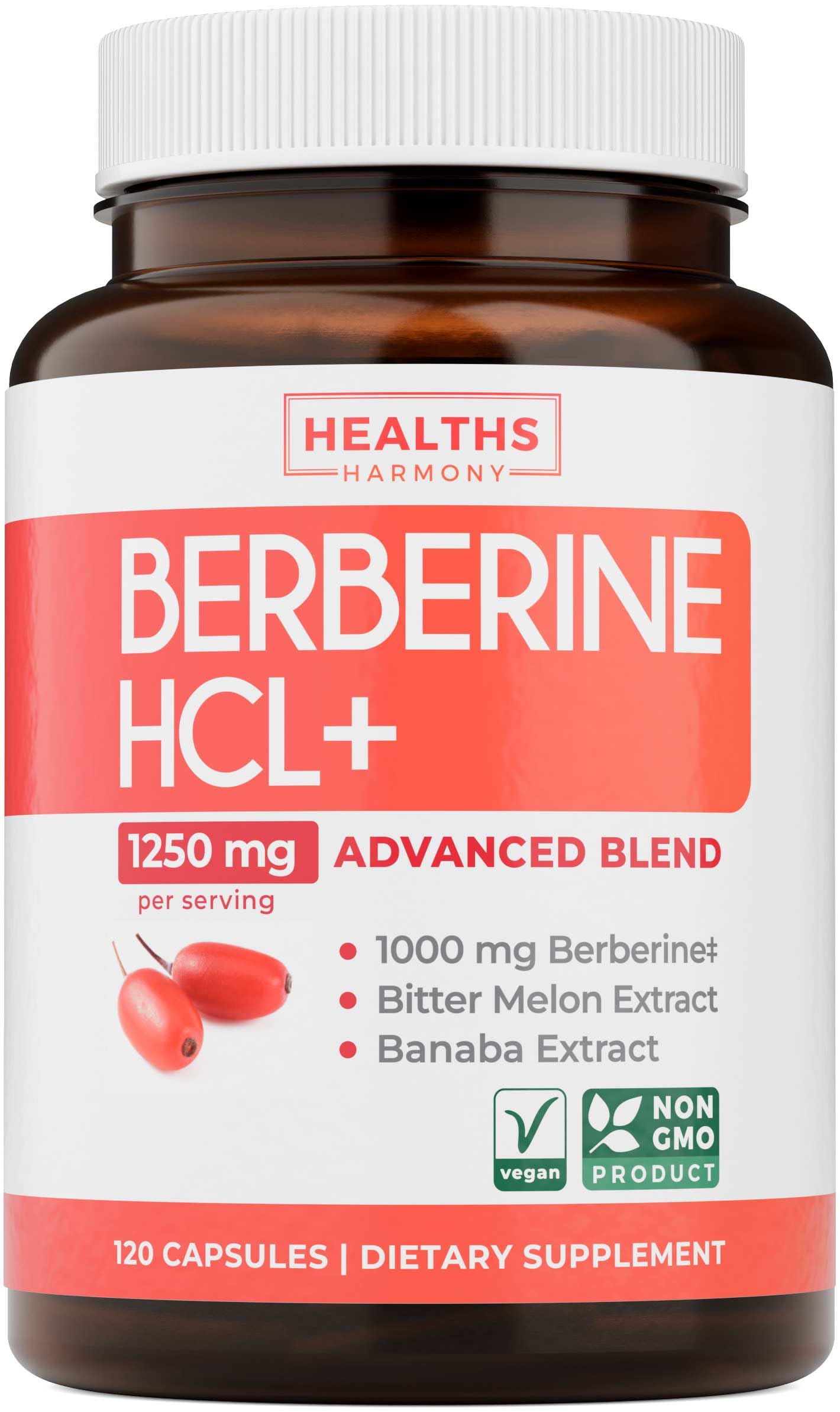 Healths Harmony berberine HCL bottle for metabolic support