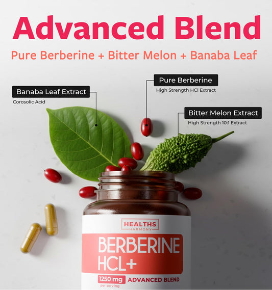 Healths Harmony berberine HCL capsules for easy daily use