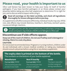 Healths Harmony oleuropein percentage detail on label.