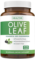 Healths Harmony olive leaf extract bottle front for daily wellness routines.