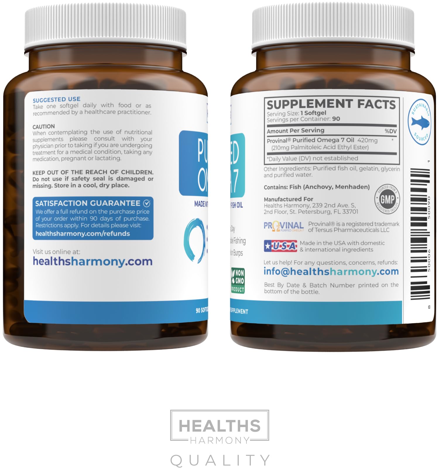 Healths Harmony Omega 7 daily use pack shows simple one-capsule routine.