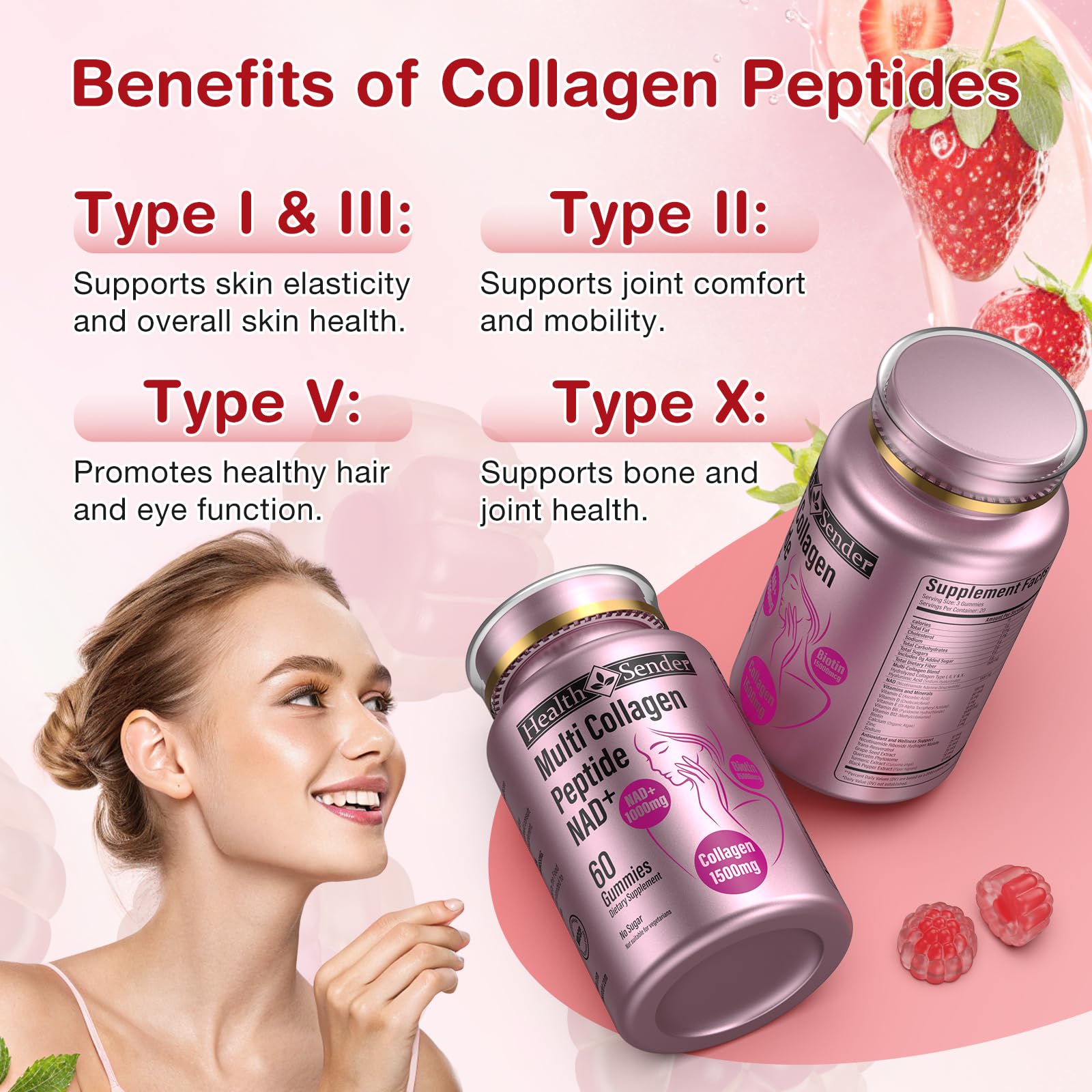 HealthSender Collagen Gummies nutritional label — clear ingredients for informed choice.