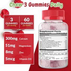 Health Supplied ingredient label spotlight emphasizes calcium, magnesium, zinc, and vitamin D blend.