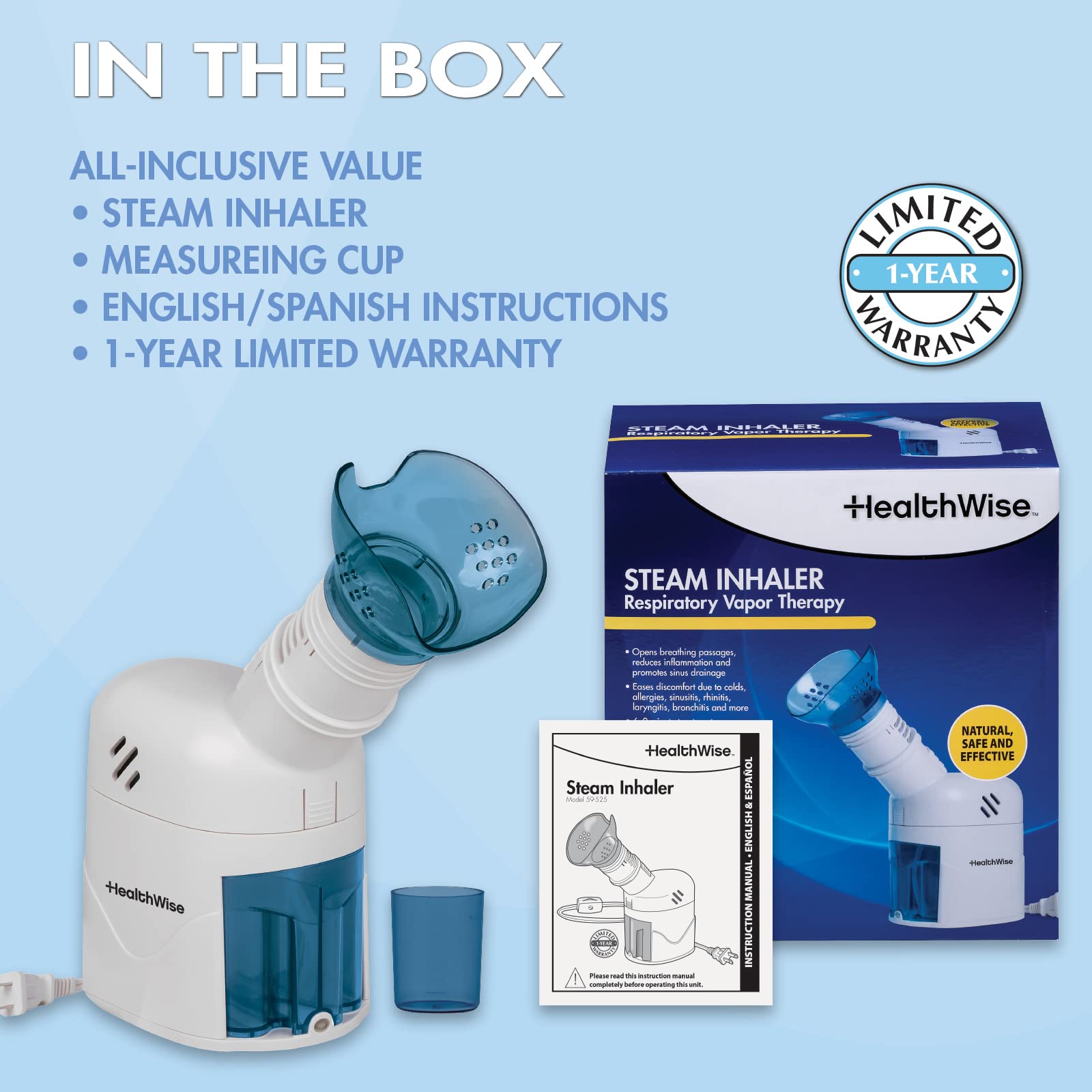 Compact HealthWise design fits on the countertop for easy storage.