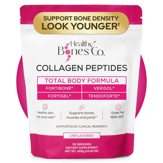 Healthy Bones Co Fortibone bottle pour showing convenient daily use for bone health