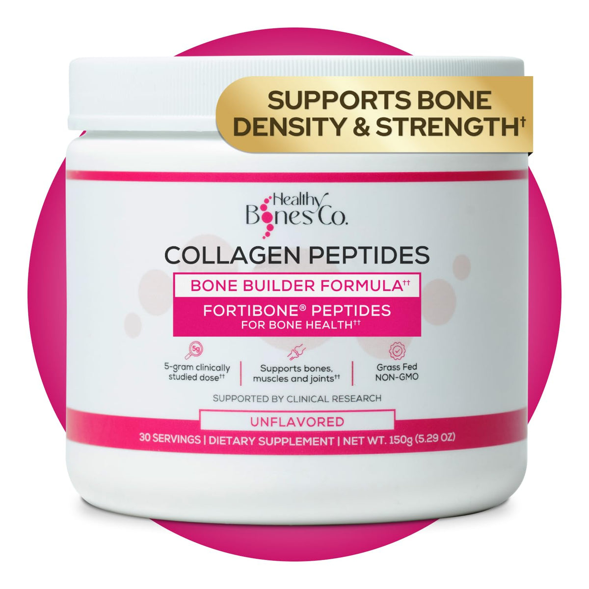 Fortibone collagen powder tub ready for easy daily use.