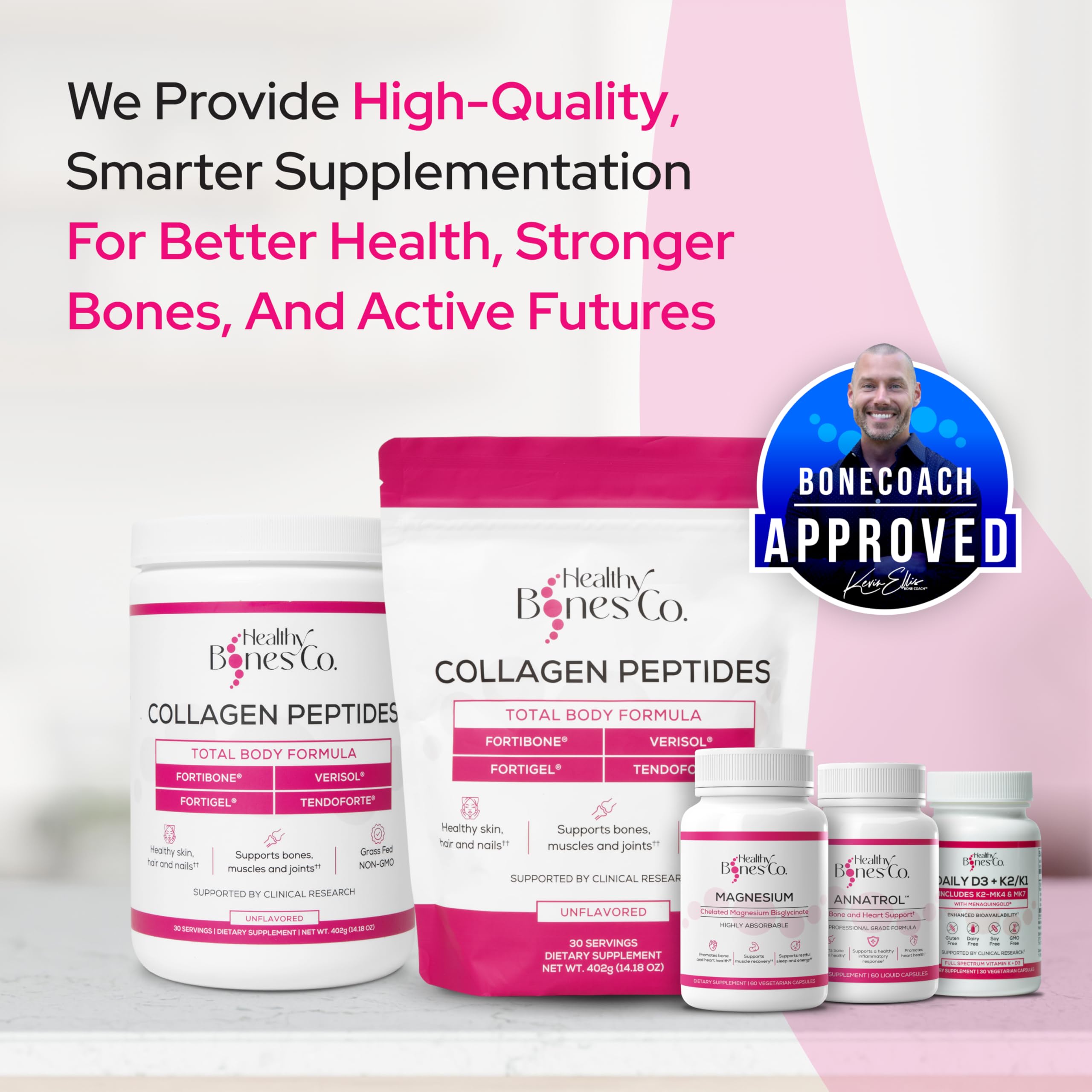 Healthy Bones Co Premium D3 K2 bottle in box display