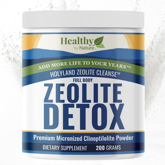 Healthy by Nature HolyLand Zeolite bottle pour for a gentle daily detox routine