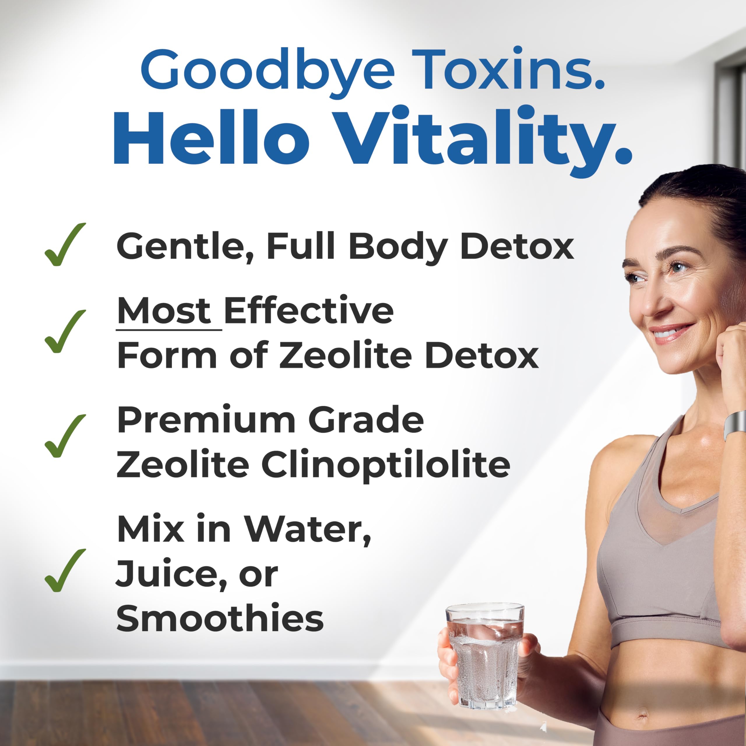 Healthy by Nature HolyLand Zeolite powder scoop demonstrates easy daily use