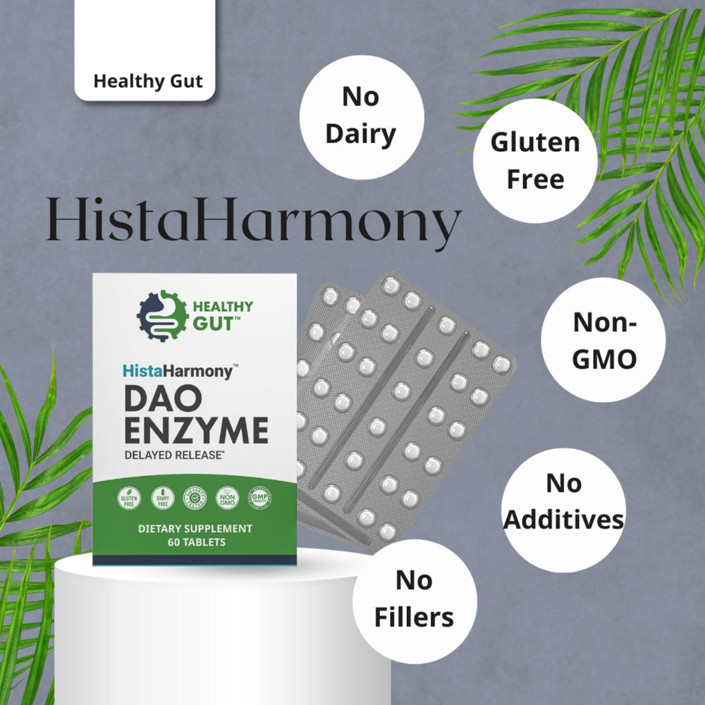 Healthy Gut HistaHarmony delayed-release tablets demonstrate enteric coating for targeted intestinal action.