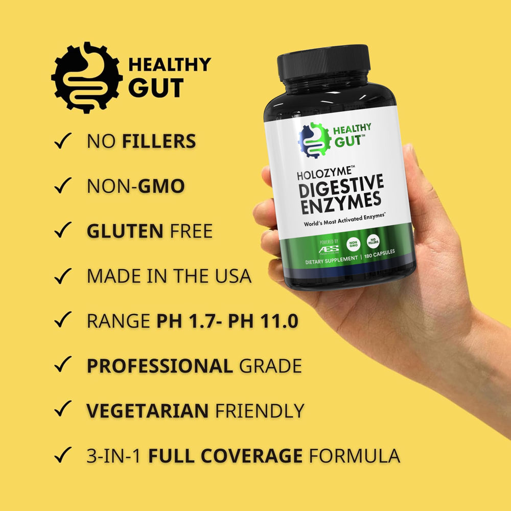Healthy Gut HoloZyme Max Strength inulinase-amyloglucosidase-invertase highlight advanced FODMAP support
