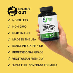 Healthy Gut HoloZyme Max Strength inulinase-amyloglucosidase-invertase highlight advanced FODMAP support
