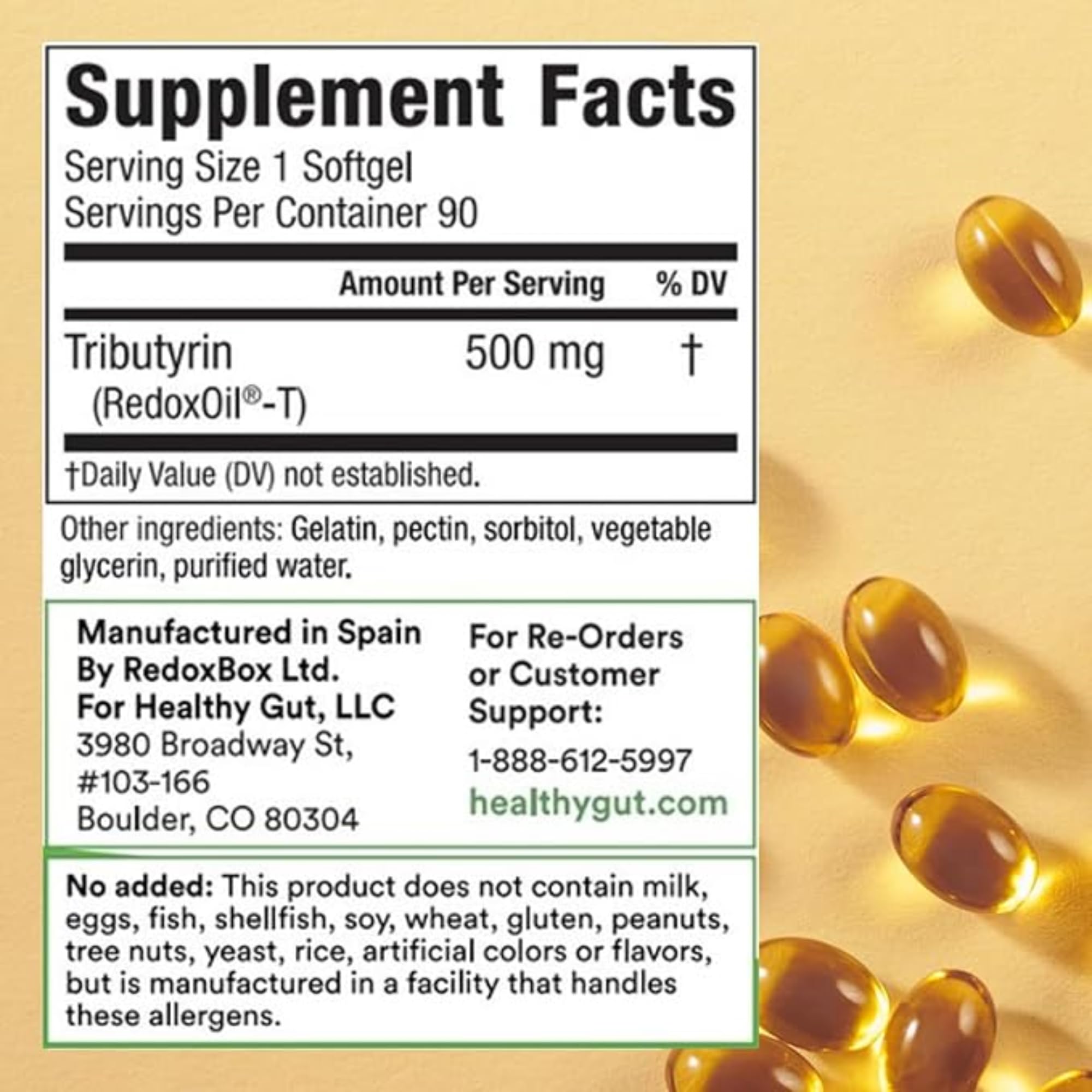Healthy Gut Tributyrin-X capsules being swallowed for convenient daily gut health