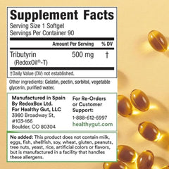 Healthy Gut Tributyrin-X capsules being swallowed for convenient daily gut health