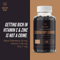 Healthy Heist Sambucus elderberry gummies non-GMO gluten-free labeling