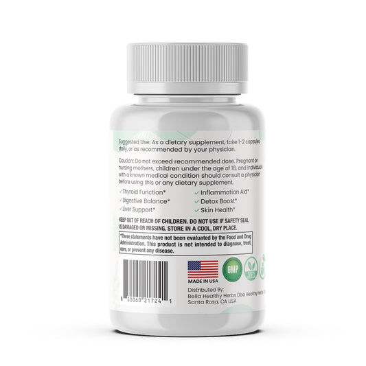 Healthy Herbs sea moss capsules closeup showing easy-to-swallow form