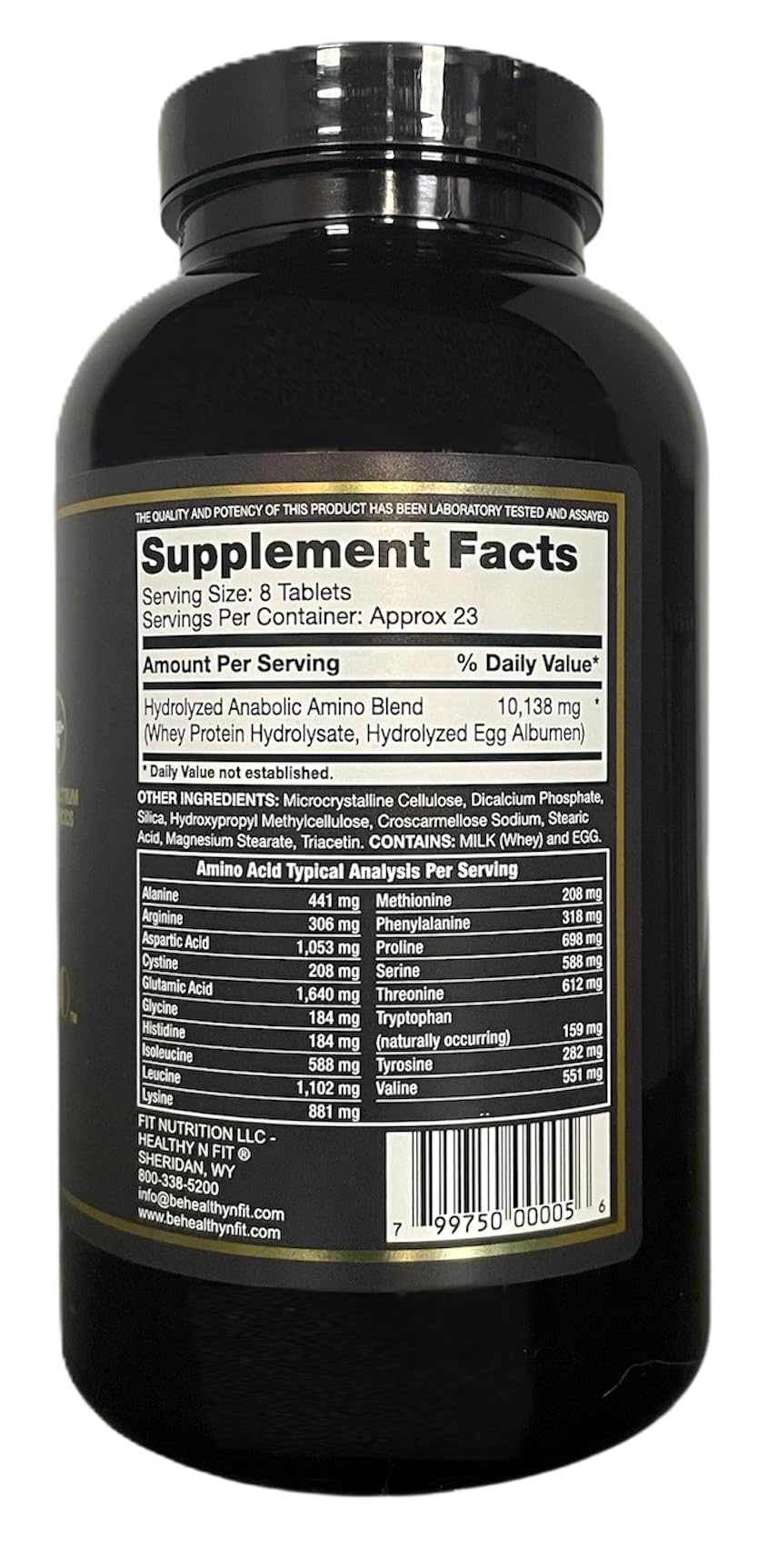 Healthy 'N Fit Amino 10,000 label detail showing complete amino profile