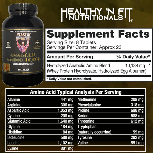 Healthy 'N Fit Amino 10,000 serving pour demonstrates easy mix into water