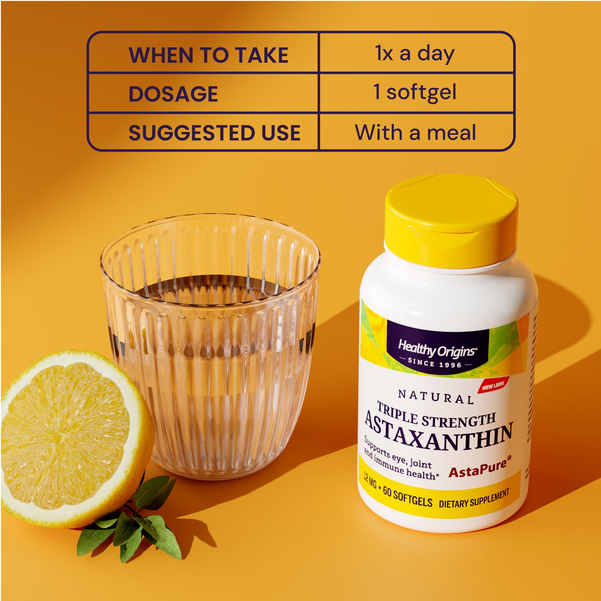 Gluten-free label on Healthy Origins Astaxanthin 12 mg bottle for safe supplement use