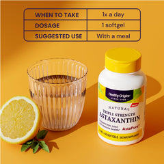 Gluten-free label on Healthy Origins Astaxanthin 12 mg bottle for safe supplement use
