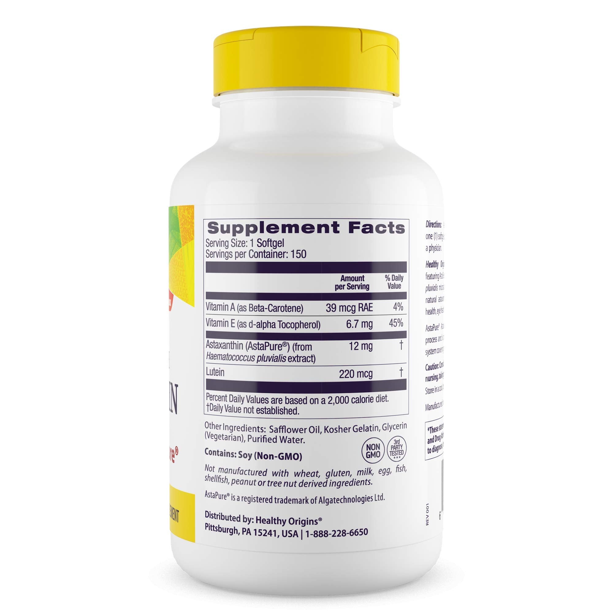 Healthy Origins Astaxanthin softgels close-up show capsules for daily eye support
