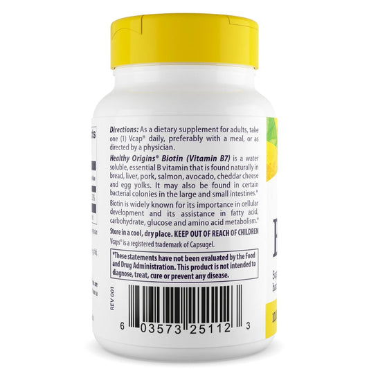Healthy Origins Biotin 10,000 mcg veggie caps for daily beauty maintenance.