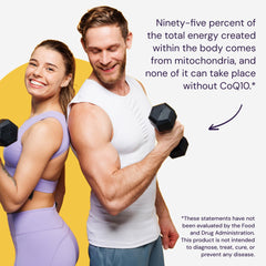 Healthy Origins CoQ10 300 mg fermentation-process label image illustrates yeast fermentation.