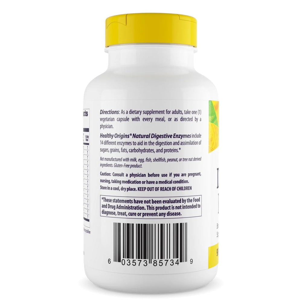 Healthy Origins Digestive Enzymes capsules—broad spectrum support with 14 enzymes.