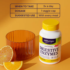 Healthy Origins Digestive Enzymes on a counter—daily use for balanced digestion.