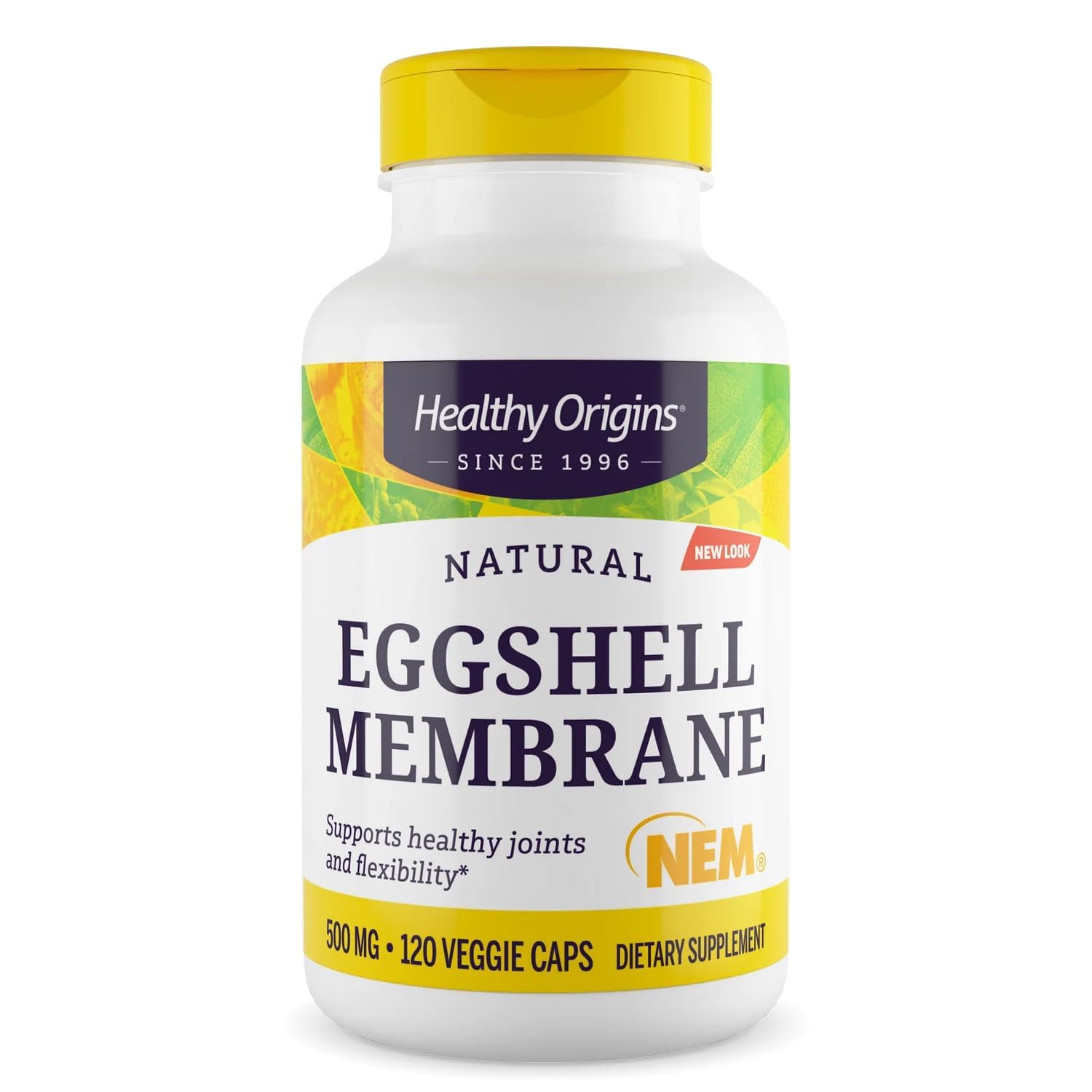Healthy Origins eggshell membrane bottle shown for daily joint support.