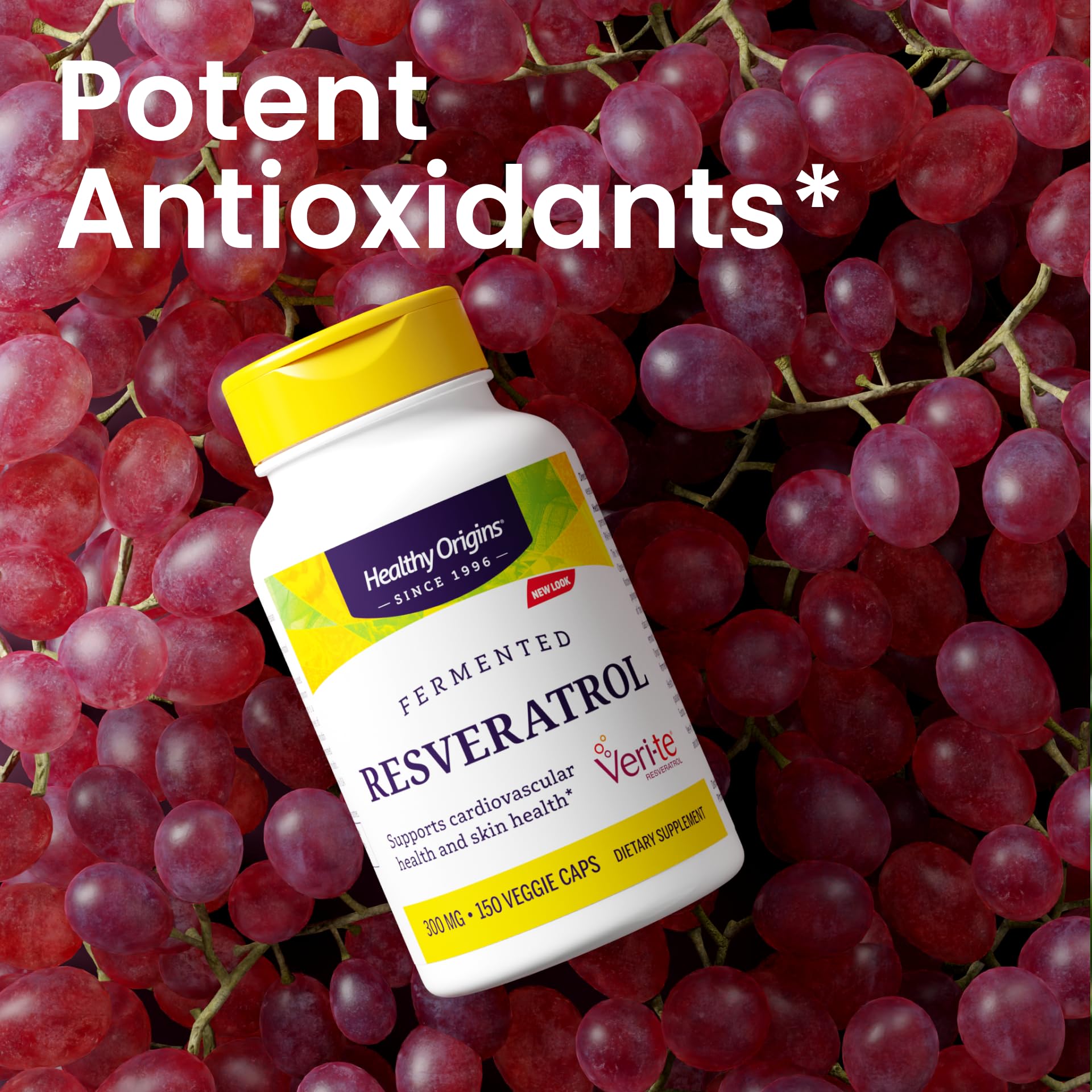 Healthy Origins Fermented Resveratrol ingredients chart illustrates the fermentation process.