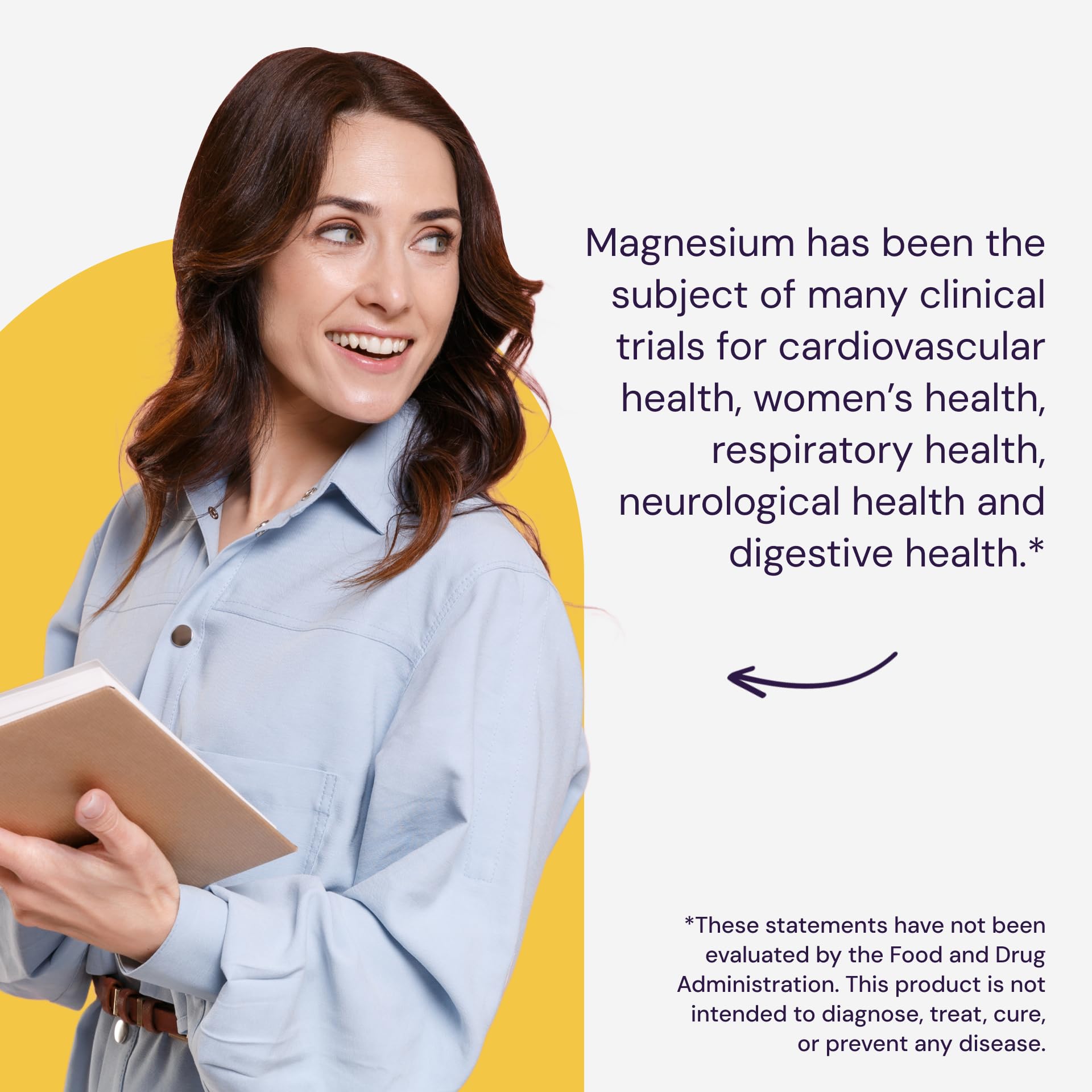 Healthy Origins heart health graphic with magnesium support messaging.