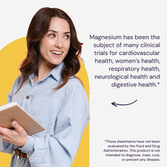 Healthy Origins heart health graphic with magnesium support messaging.